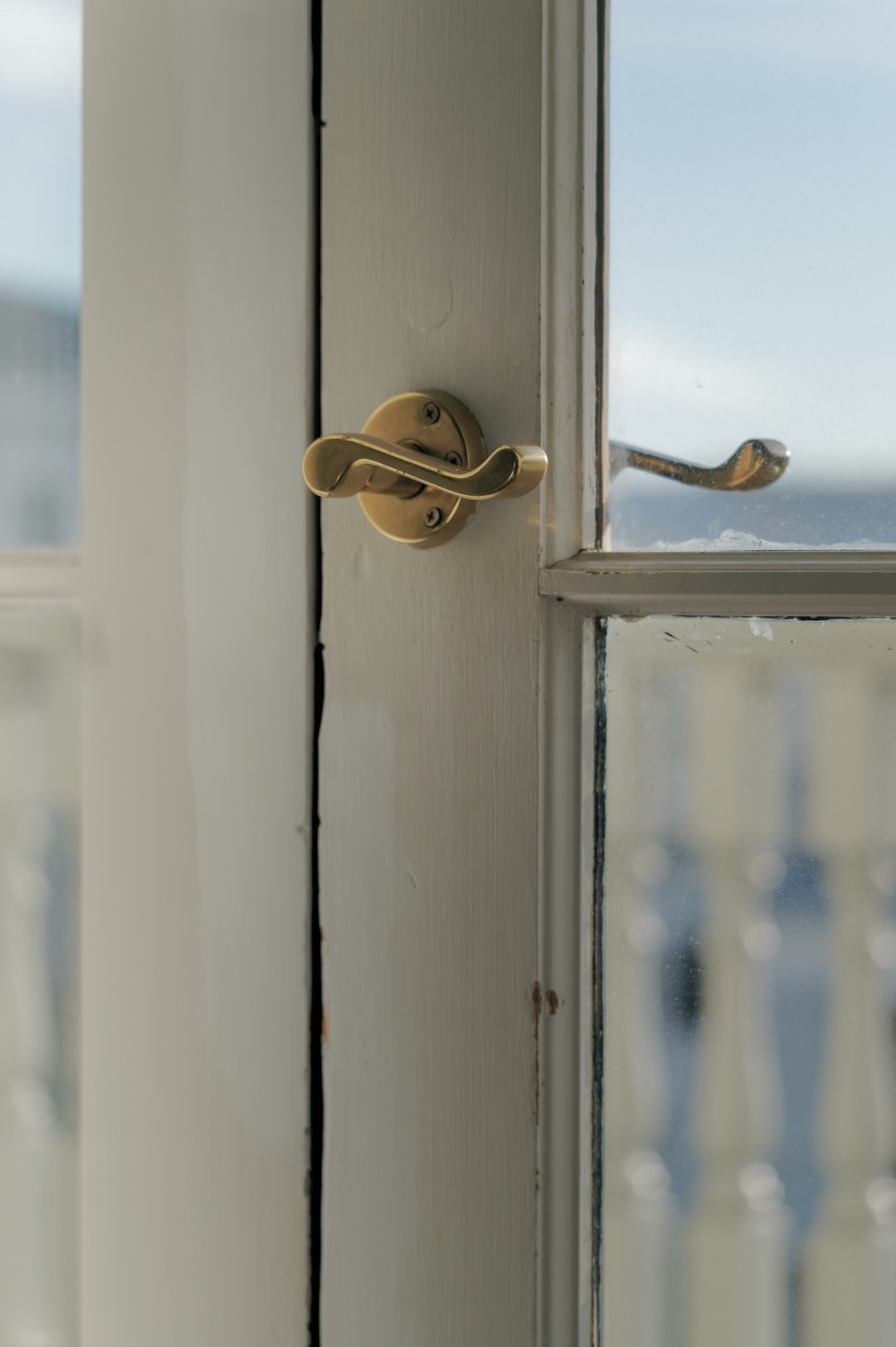 Classic brass handle on door